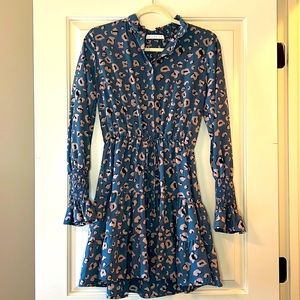 EUC Karlie Cheetah Print Smock Sleeve Mini Dress, size Small